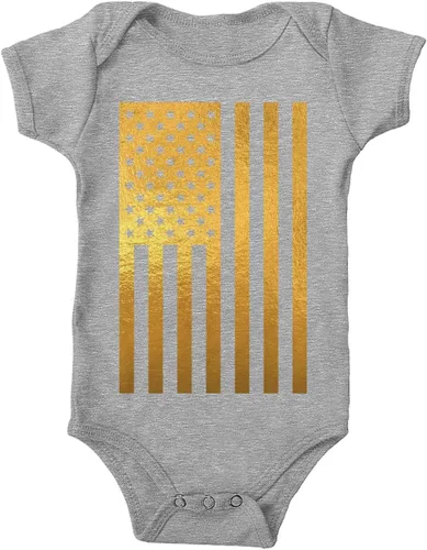 Vista 3 de Tcombo Bandera americana negra envejecida - Body de Estados Unidos Negro - Lámina dorada