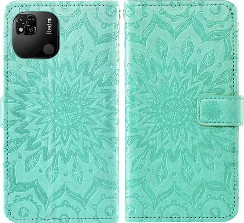 Vista 4 de Asuwish Funda de teléfono para Xiaomi Redmi 10A/9C Wallet Cases con protector de pantalla de vidrio templado, funda delgada con tapa abatible