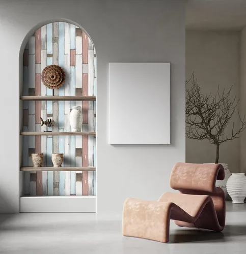 Vista 4 de CONCORD WALLCOVERINGS ™ Papel tapiz 3D de madera azul para despegar y pegar, tablones de madera sintética, cinta autoadhesiva extraíble de P&S