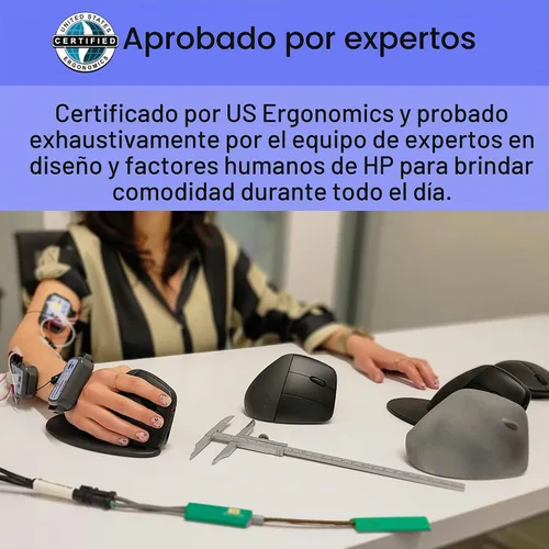 Vista 3 de HP 920 - Ratón ergonómico vertical inalámbrico Bluetooth 5.3 y dongle USB, 5 botones programables, batería de 16 semanas, multidispositivo