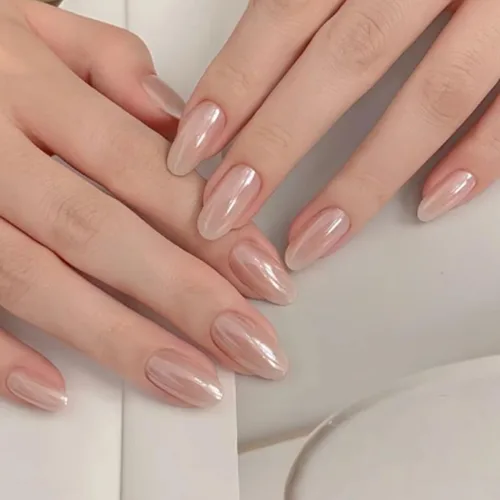 Vista 43 de Modelones Uñas postizas a presión color rosa almendra, uñas postizas cortas de primavera, kit de uñas reutilizables con pegamento de uñas, mini lima