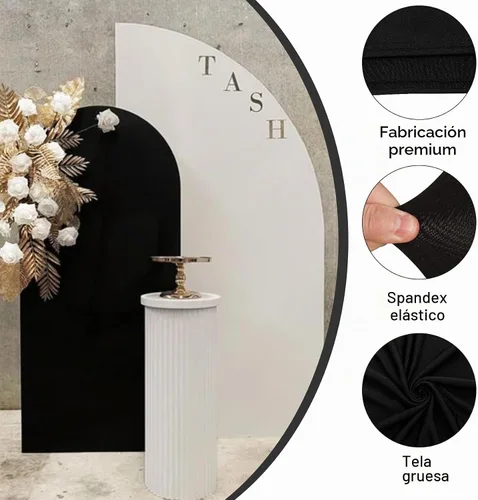 Vista 3 de Juego de 2 fundas para arco de boda de 2 lados, parte superior redonda de spandex ajustada, funda de telón de fondo para arco, para decoración