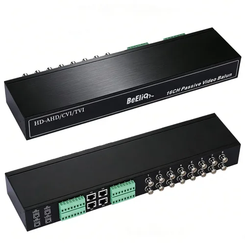 Vista 2 de Balun de video pasivo de 16 canales, convertidor de transceptor BNC a RJ45 para sistemas de cámaras de seguridad CCTV, compatible con cable CAT5