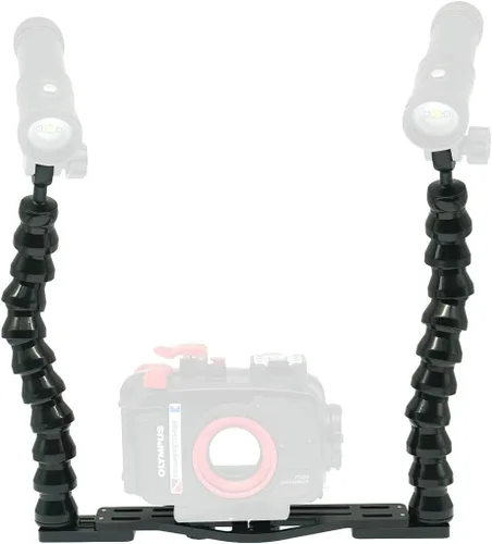 Vista 4 de Nitescuba Bandeja doble flexible para cámara subacuática - Soporte estabilizador de mano para GoPro, Sony RX100 y PT-059 carcasa de cámara compacta
