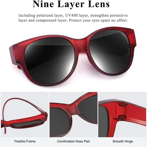 Vista 5 de Gafas de sol polarizadas para mujeres y hombres, de gran tamaño, para conducir, pescar