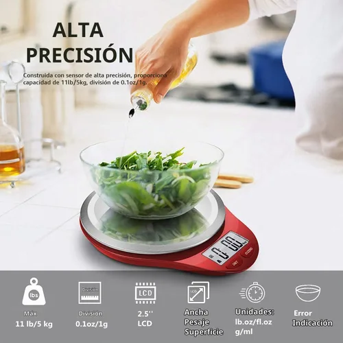 Vista 2 de NUTRI FIT Báscula de cocina digital para alimentos, peso gramos y onzas
