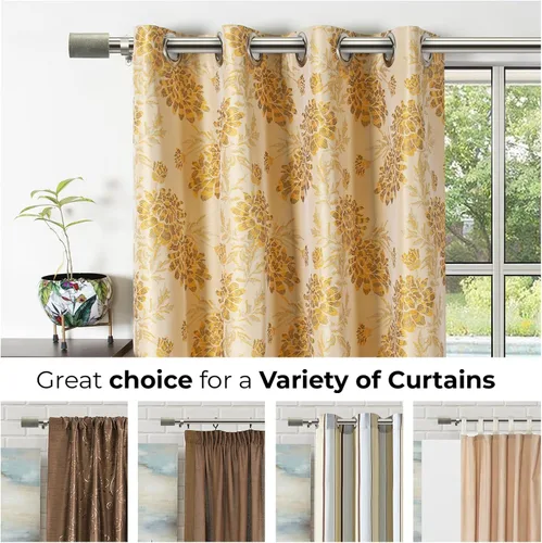 Vista 9 de Deco Window Barra de cortina extensible para puerta y ventanas, longitud ajustable, poste telescópico de hierro resistente con remates