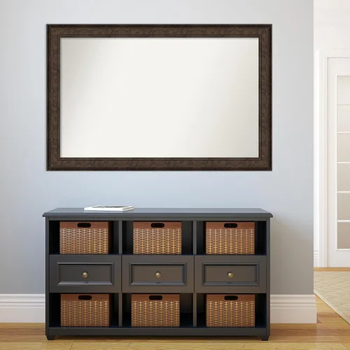 Vista 438 de Amanti Art Espejo de pared personalizado no biselado (25 x 25 pulgadas), marco de bronce acentuado, varios tamaños personalizados, espejo de baño