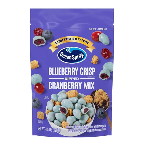 Vista 12 de Ocean Spray® Yogur griego cubierto Craisins®, sabor a yogur griego, arándanos cubiertos, frutas secas, bolsa de 5 onzas