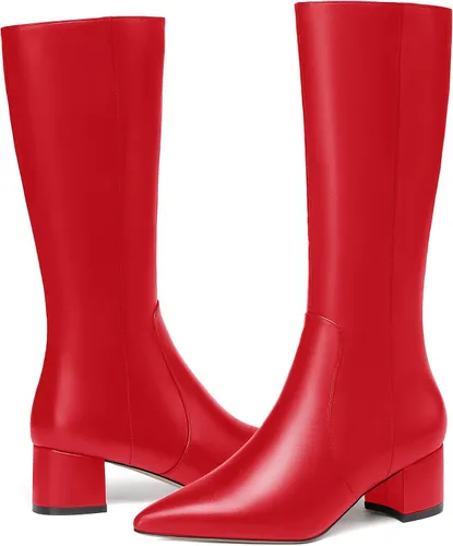 Vista 6 de WAYDERNS Botas altas hasta la rodilla de tacón bajo con cremallera mate para mujer, 2 pulgadas