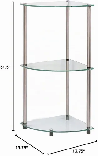 Vista 3 de Convenience Concepts Designs2Go - Estante esquinero de cristal clásico de 3 niveles, cristal