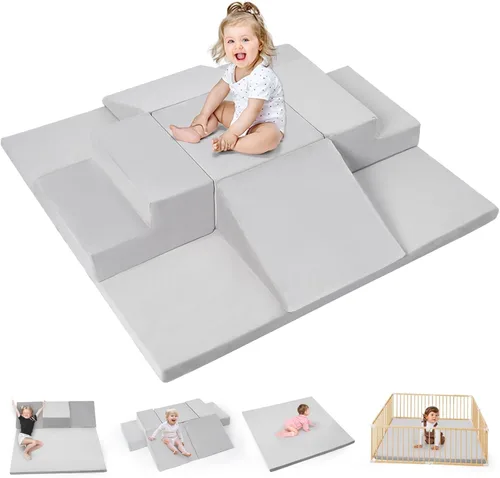 Vista 9 de Rinnebbit Bloques de escalada de espuma para niños pequeños, juego de 5 piezas para escalar túneles y gatear, juego de actividades en interiores