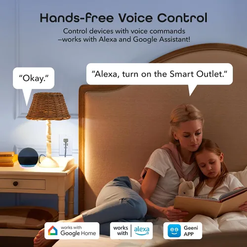 Vista 4 de Geeni Current Tomacorriente Wi-Fi Inteligente con 2 Puertos USB de Carga Rápida (20W USB-C PD y Carga Rápida USB-A), Control de Voz, No Requiere