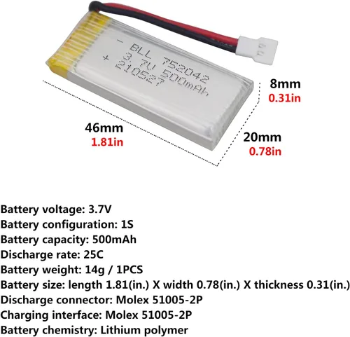 Vista 2 de 5 unidades 3.7 V 500 mAh batería y cargador 5 en 1 para JJRC H31 H37 H6D Hubsan X4 H107C H107D H107L H107P H108 JXD392 JXD388 JXD385 UDI U816A SYMA