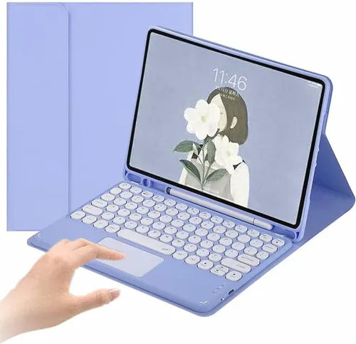 Vista 14 de Funda de teclado para iPad Mini - Funda de piel delgada con teclado desmontable Touchpad, soporte para lápices, color verde menta