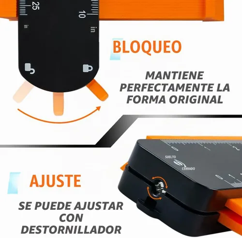 Vista 6 de TOOLIFE Medidor de contorno, regalos de Navidad para hombres, papá, marido, herramientas de carpintería para pisos, carpintería, rellenos