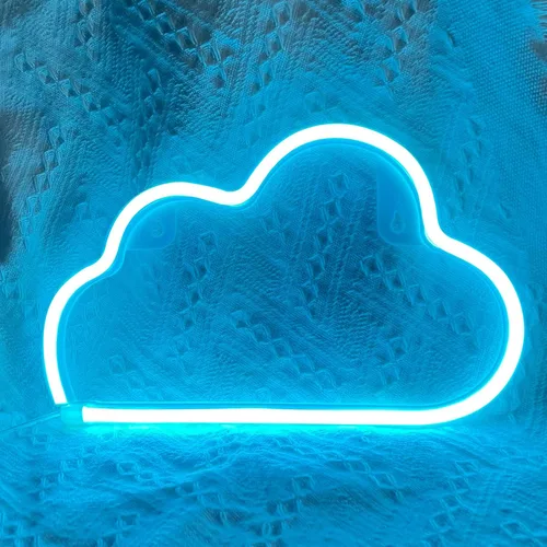 Vista 11 de Luz de neón LED en forma de nube para decoración de pared, luces de pared en forma de nube con alimentación por batería o USB para habitación Azul