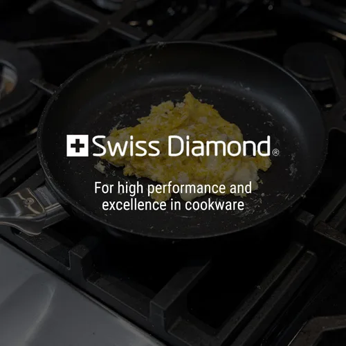 Vista 7 de Sartén Swiss Diamond de 9.5 Pulgadas Antiadherente, Sartén de Freír con Revestimiento de Diamante, Sartén Antiadherente de Aluminio con Mango