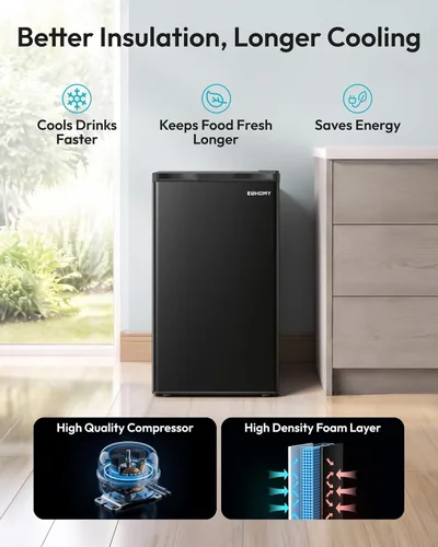 Vista 4 de EUHOMY Mini refrigerador con congelador, refrigerador compacto de 3.2 pies