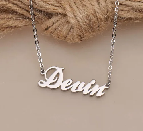 Vista 3 de GR859C Collar de plata con nombre inicial hecho a medida para regalos para novia