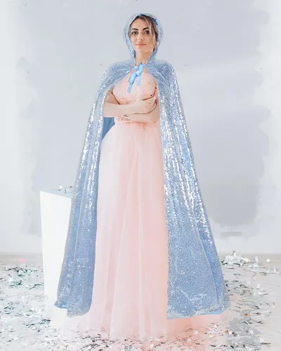 Vista 6 de Capa con capucha de princesa para niña, capa con capucha para carnaval, Halloween, fiesta de cosplay