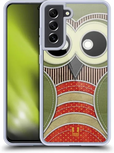 Vista 9 de Head Case Designs Blue Owl Patchwork Gel Case [Military Grade Protection] Compatible with Samsung Galaxy S21 FE 5G and Compatible with MagSafe