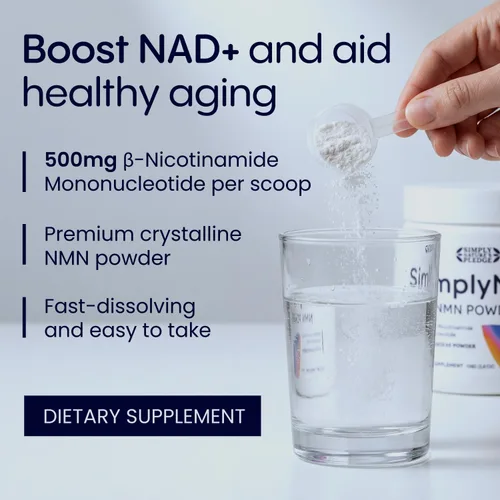 Vista 2 de Simply Nature's Pledge 3.81 oz NMN en polvo, disolución rápida, 500 mg