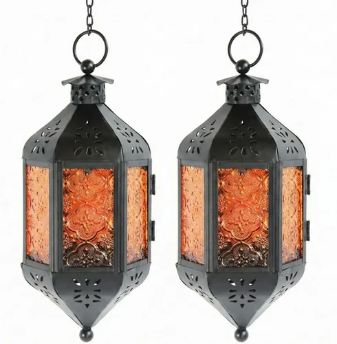 Vista 14 de Vela Lanterns Farol portavelas decorativo marroquí colgante de 11.5 pulgadas, portavelas para interiores y exteriores, para patio, porche, ramadán
