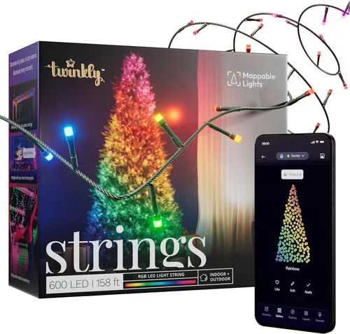 Vista 12 de Twinkly Cuerdas de 250 luces LED blancas, cadena de luces LED para exteriores e interiores, luces blancas de Navidad de cálido a fresco, LED
