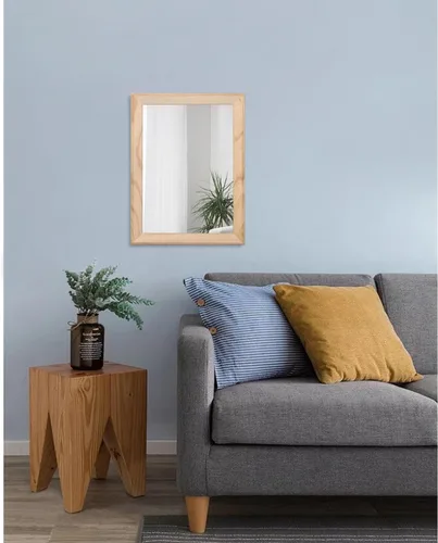 Vista 7 de AAZZKANG Espejos rústicos para pared, espejo rectangular con marco de madera, decorativo para granja, dormitorio, baño, sala de estar, pequeño