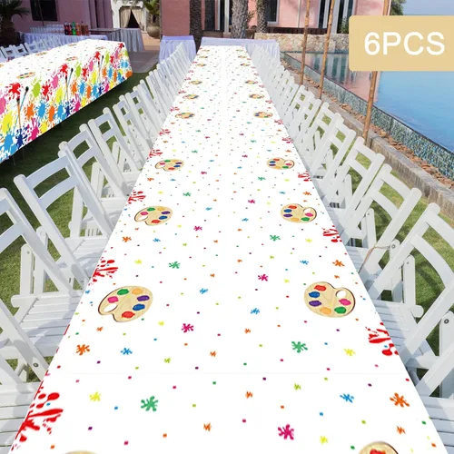 Vista 4 de gisgfim 3 piezas de decoración de fiesta artística para fiestas, mantel de pintura artística, suministros de decoración de fiestas de arte