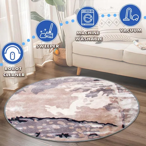 Vista 6 de Tapete para silla de oficina de pelo corto, antideslizante, que reduce el ruido, tapete redondo de 47 pulgadas, tapete decorativo para oficina