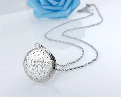 Vista 3 de Collar redondo con medallón que sostiene imágenes de forma de corazón, medallones en forma de círculo, regalo para joyas de niña, Esmalte