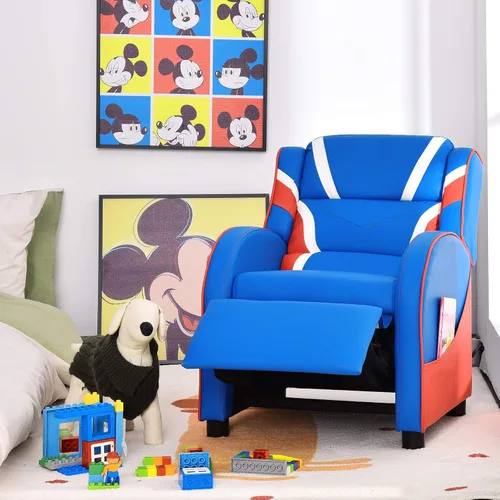 Vista 9 de Costzon Silla reclinable para niños, silla reclinable para juegos con reposapiés, reposacabezas, soporte lumbar y bolsillos laterales, silla