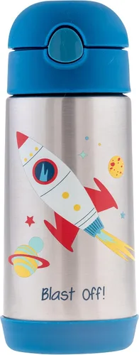 Vista 9 de Stephen Joseph Botellas de acero inoxidable de doble pared, botella de agua aislada para niños pequeños, botella aislada al vacío con popote, Abeja