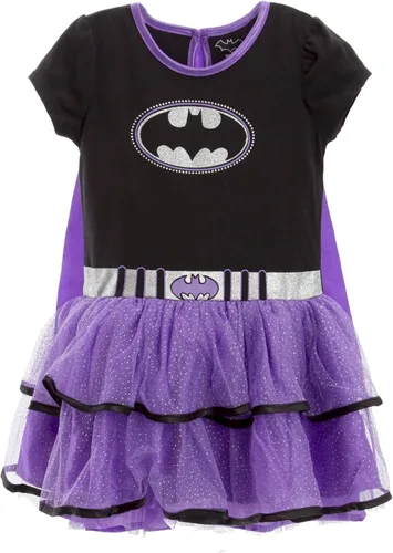 Vista 4 de DC Comics Justice League Supergirl Batgirl Costume Dress Leggings Cape and Headband 4 Piece Set Newborn to Big Kid