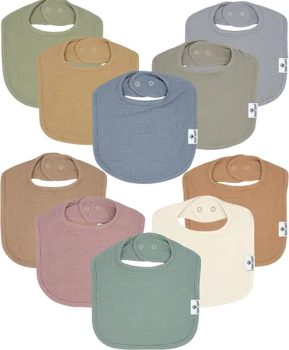 Vista 25 de Diaper Squad 10-Pack Organic Cotton Baby Bibs for Baby Boy, Girl Pastel
