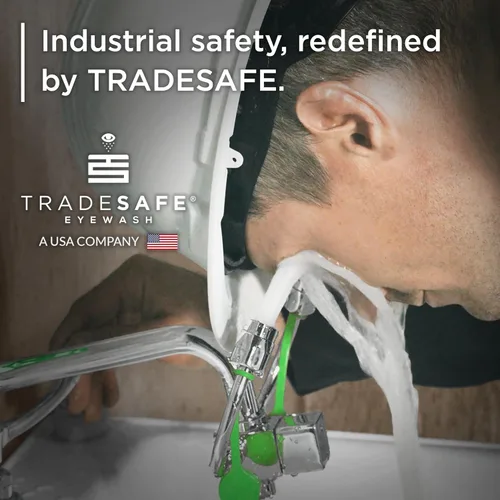 Vista 6 de TRADESAFE Estación de lavado de ojos de emergencia: estación de lavado de ojos para montaje en grifo aprobada por OSHA, estación de lavado de ojos