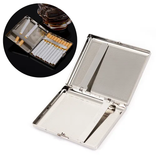 Vista 6 de Caja de acero inoxidable cepillado para cigarrillos con capacidad para 20 cigarrillos (tipo 1)