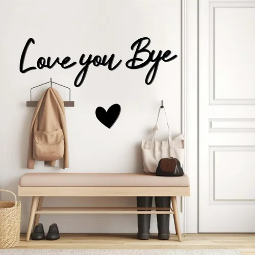 Vista 9 de Letrero con texto en inglés "Love You Bye", decoración de madera sobre la puerta, calcomanías de decoración para el día de San Valentín, calcomanías