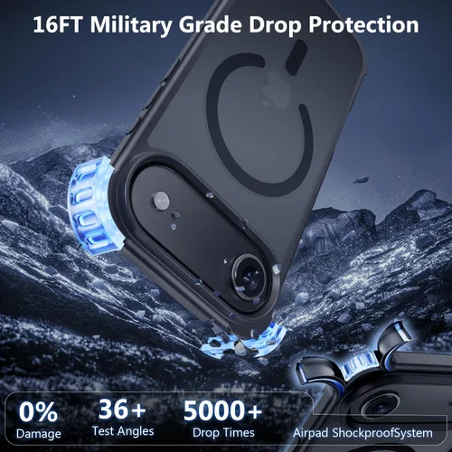 Vista 4 de Funda para iPhone Air [compatible con MagSafe] [2 protectores de pantalla] [prueba de caídas de grado militar] Funda magnética resistente
