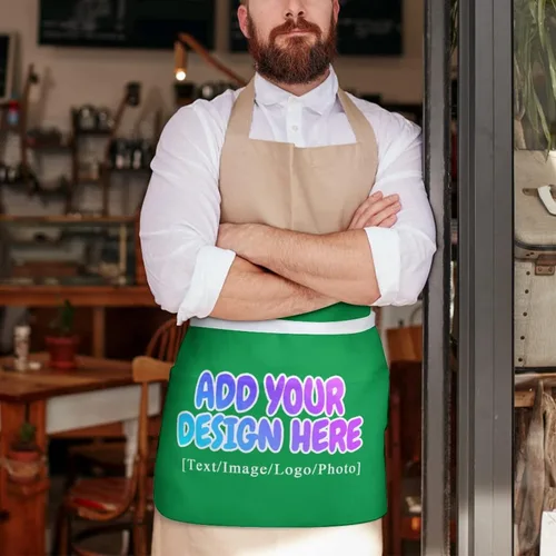 Vista 30 de AXKEUDO Delantal personalizado con bolsillos, delantales de cintura para camarera para cocinar en casa, restaurante, servir trabajo