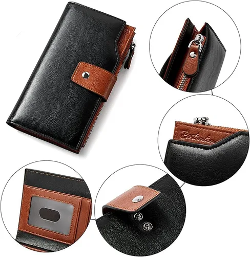 Vista 6 de BOSTANTEN Maletín de cuero para mujer de 15.6 pulgadas, bolso de hombro para laptop, oficina, trabajo, bolsos cruzados y carteras de cuero