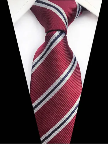 Vista 74 de Secdtie Corbata clásica de seda tejida jacquard a rayas para hombre