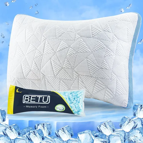 Vista 18 de BETU Almohada refrescante estándar, almohada de espuma viscoelástica triturada fresca para durmientes calientes, almohadas ajustables firmes