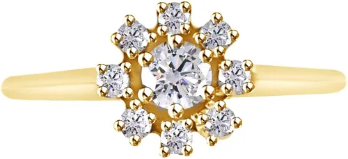 Vista 2 de AFFY Anillo con halo de diamantes naturales blancos en oro sólido de 10 K (0,23 quilates)