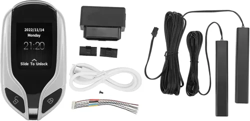 Vista 9 de Control remoto de entrada sin llave para automóvil, pantalla LCD, llave inteligente universal para automóvil con un botón de inicio de tiempo