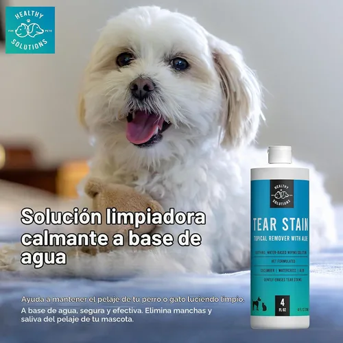 Vista 2 de Removedor de manchas de lágrimas para perros, solución de 4 onzas líquidas para perros blancos y todas las demás razas de perros, elimina