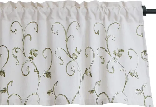 Vista 34 de VOGOL Cortinas de Nivel para Cocina para Ventana, Flores Azules y Enredaderas Bordadas Cortina de 24 Pulgadas de Largo, Cortinas Cortas Tratamiento