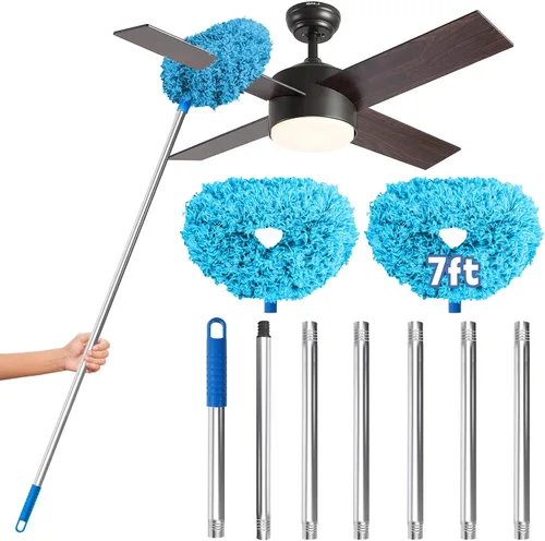 Vista 11 de DRQ Limpiador de ventilador de techo con poste de extensión de 13-48 Gris
